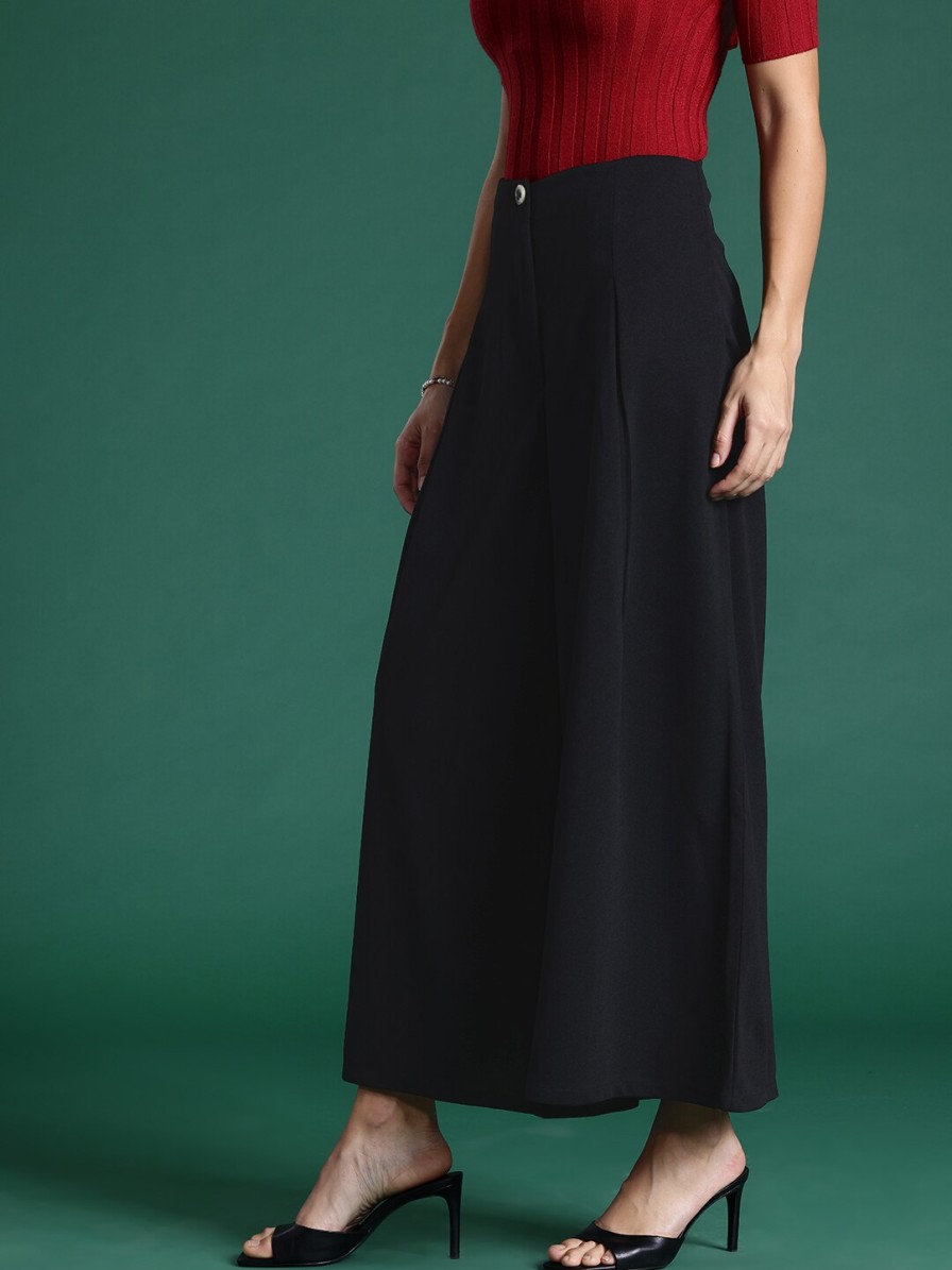 Women DressBerry Skirts & Palazzos | Buy Dressberry Women Pleated Flared Palazzos - Apparel For Women