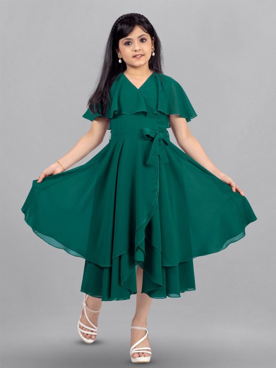 Kids FASHION DREAM Dresses | Buy Fashion Dream Flared Sleeve Georgette Fit & Flare Midi Dress - Apparel For Girls