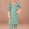 Kids BAESD Kurta Sets | Buy Baesd Girls Floral Embroidered Regular Thread Work Kurta With Trousers - Apparel For Girls