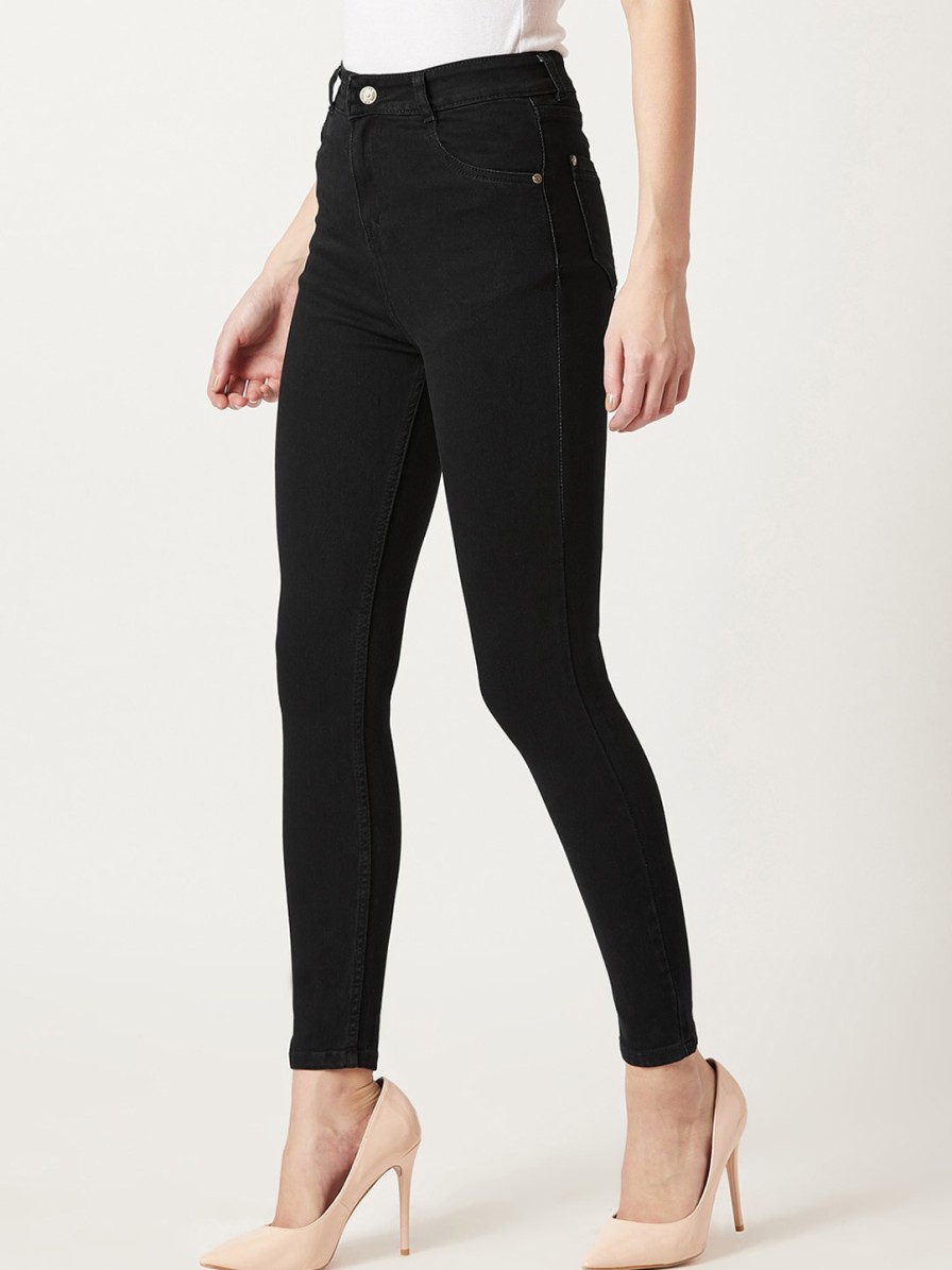 Women Miss Chase Jeans | Buy Miss Chase Women Black Skinny Fit High Rise Clean Look Jeans - Apparel For Women