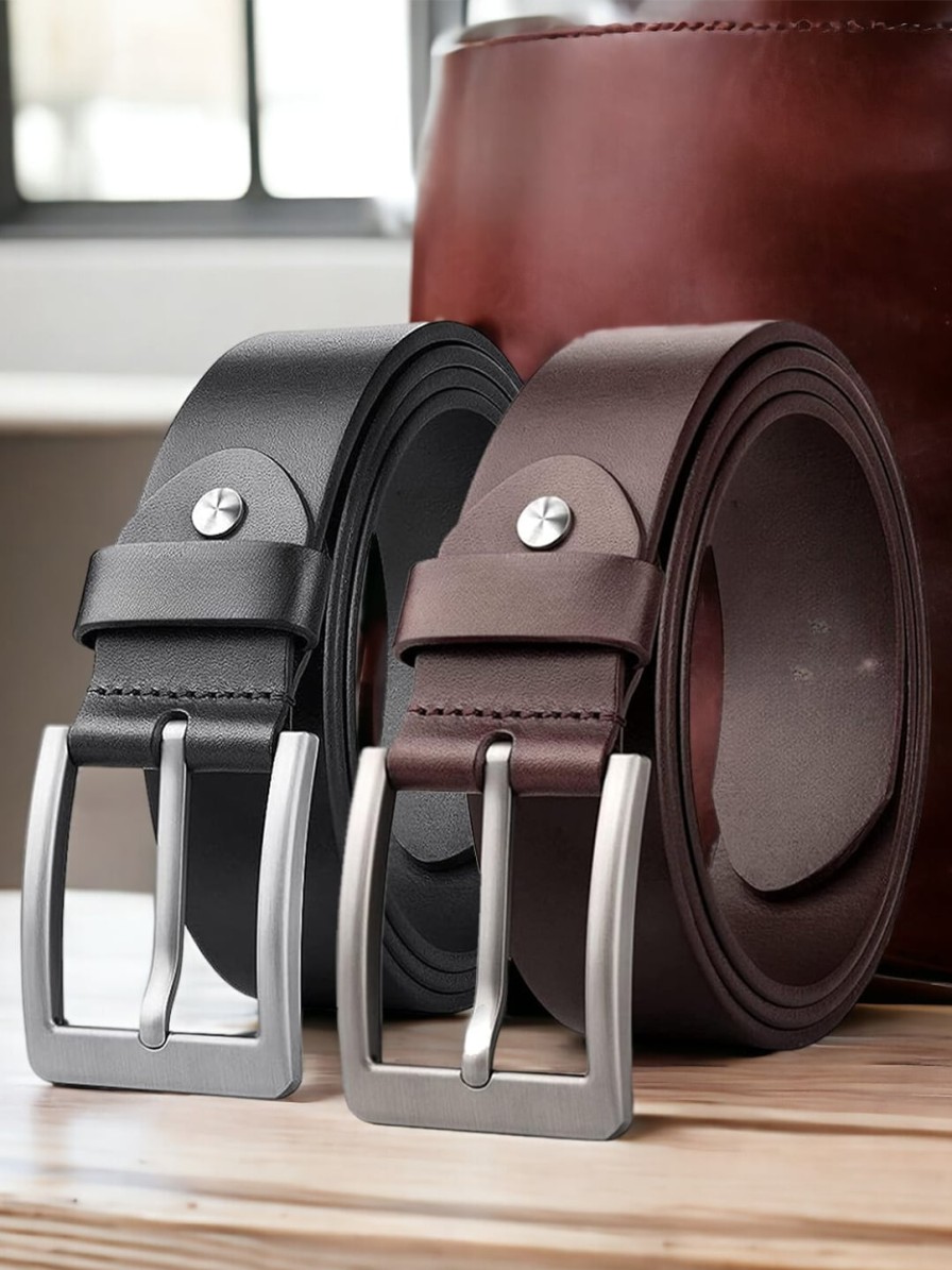 Men Roadster Belts | Buy Roadster Pack Of 2 Leather Formal Belts - Accessories For Men