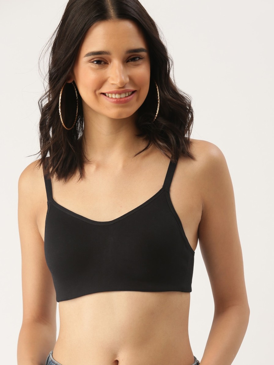 Women DressBerry Bra | Buy Dressberry Black Solid Non Wired Lightly Padded T Shirt Bra Db Cam Pad 01A - Apparel For Women