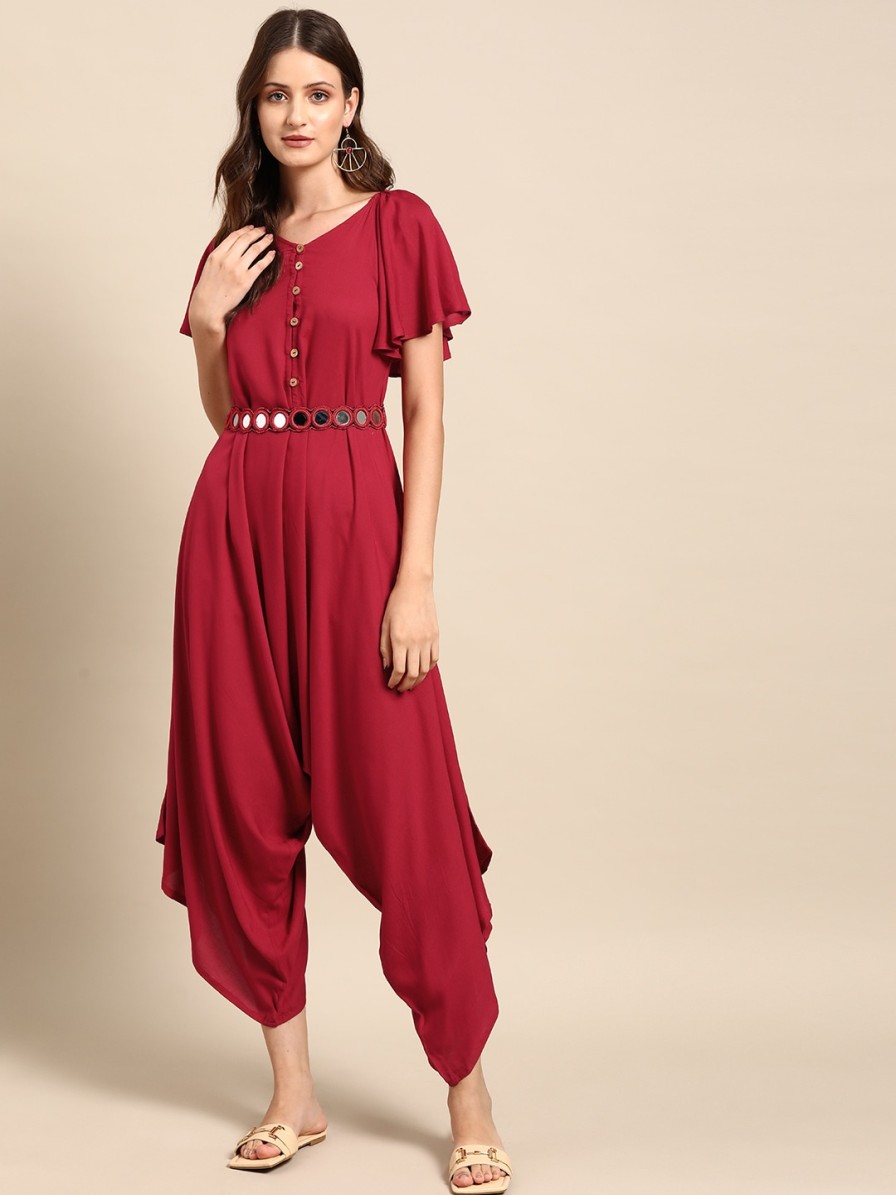 Women Anouk Jumpsuits | Buy Anouk Embellished Culotte Jumpsuit With Belt - Apparel For Women