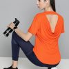 Women HRX by Hrithik Roshan Tshirts | Buy Hrx By Hrithik Roshan Women Orange Typography Printed T Shirt - Apparel For Women