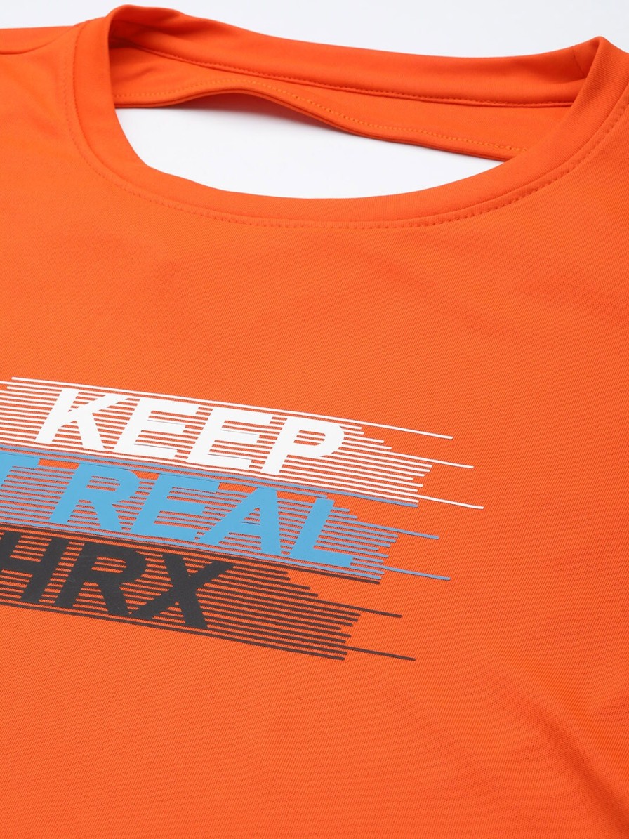 Women HRX by Hrithik Roshan Tshirts | Buy Hrx By Hrithik Roshan Women Orange Typography Printed T Shirt - Apparel For Women