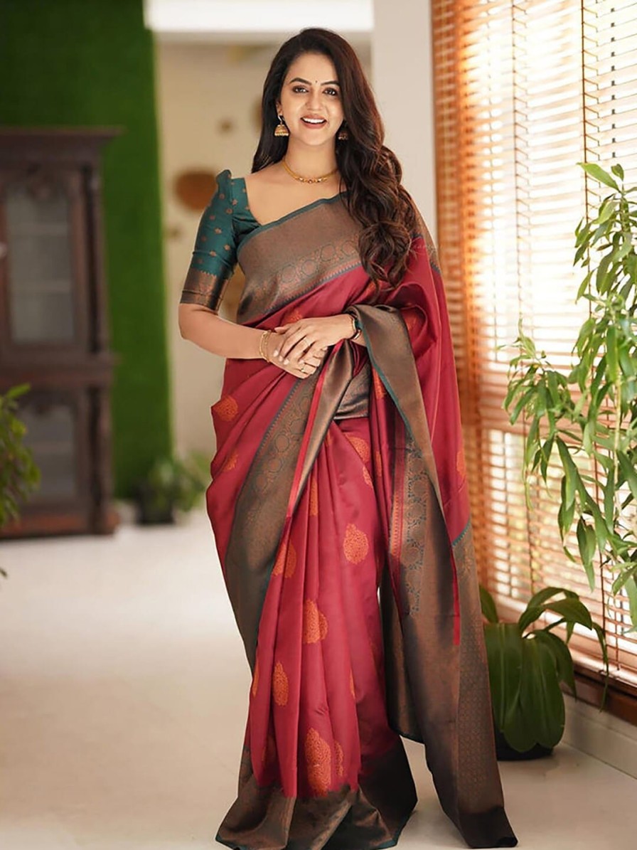 Women KALINI Sarees | Buy Kalini Ethnic Motif Woven Design Zari Kanjeevaram Saree - Apparel For Women