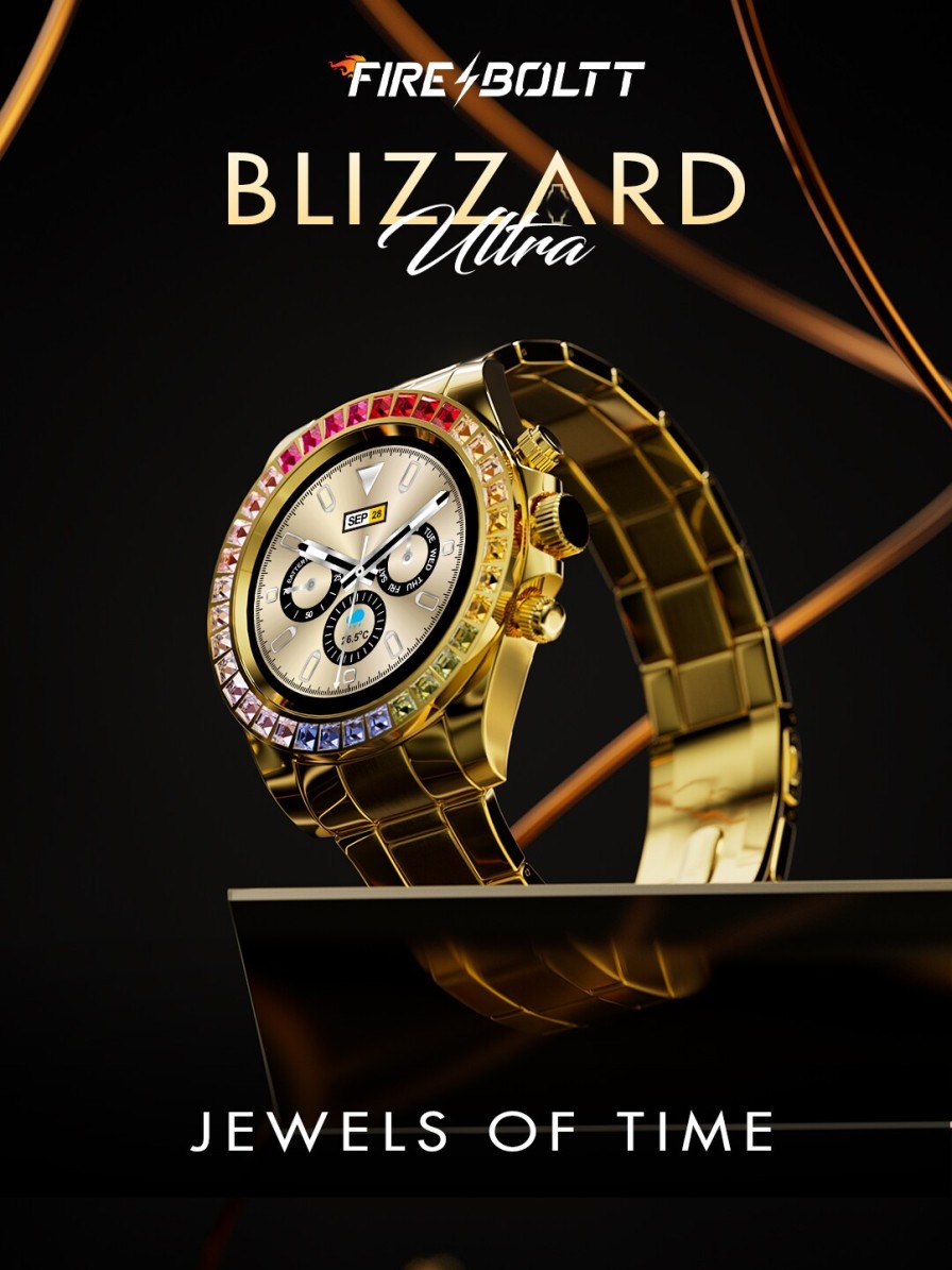 Men Fire-Boltt Sports Accessories | Buy Fire Boltt Blizzard Ultra 1.28Inch Smartwatch With Jewel Studded Dial - Accessories For Unisex