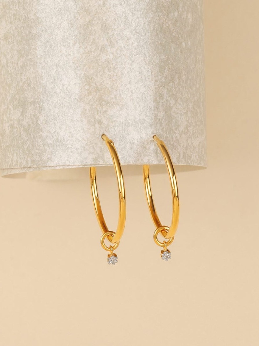 Women CANDERE A KALYAN JEWELLERS COMPANY Fine Jewellery | Buy Candere A Kalyan Jewellers Company 18Kt Bis Hallmark Gold Diamond Studded Earrings 2.0Gm - Accessories For Women