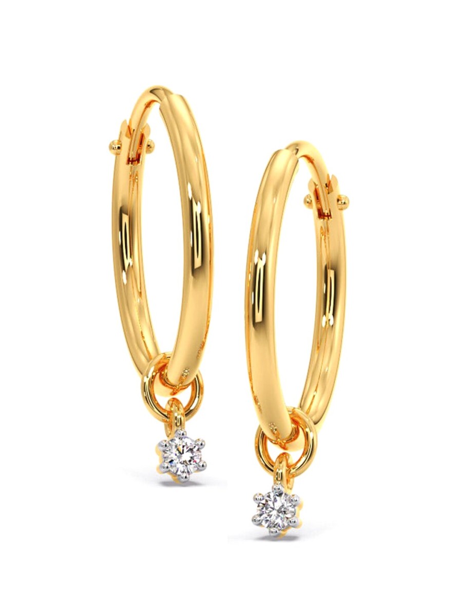 Women CANDERE A KALYAN JEWELLERS COMPANY Fine Jewellery | Buy Candere A Kalyan Jewellers Company 18Kt Bis Hallmark Gold Diamond Studded Earrings 2.0Gm - Accessories For Women