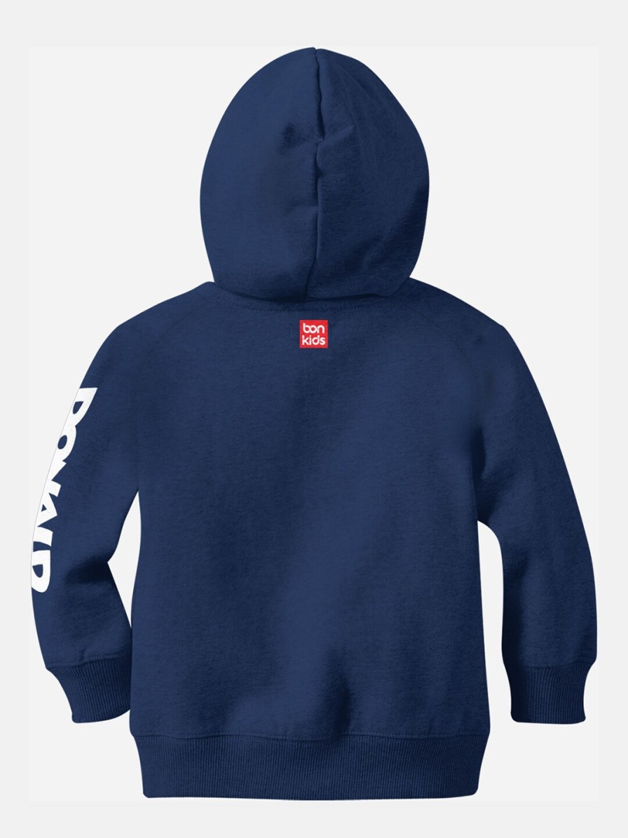 Kids BONKIDS Jacket, Sweater & Sweatshirts | Buy Bonkids Boys Navy Blue Printed Hooded Sweatshirt - Apparel For Boys