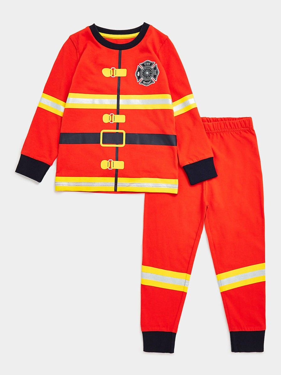 Kids mothercare Mothercare | Buy Mothercare Boys Red Mini Firefighter Printed Pure Cotton T Shirt With Joggers - Apparel For Boys