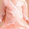 Kids pspeaches Kurta Sets | Buy Pspeaches Girls Peach Coloured Floral Embroidered Angrakha Pure Cotton Kurti With Trousers & With Dupatta - Apparel For Girls