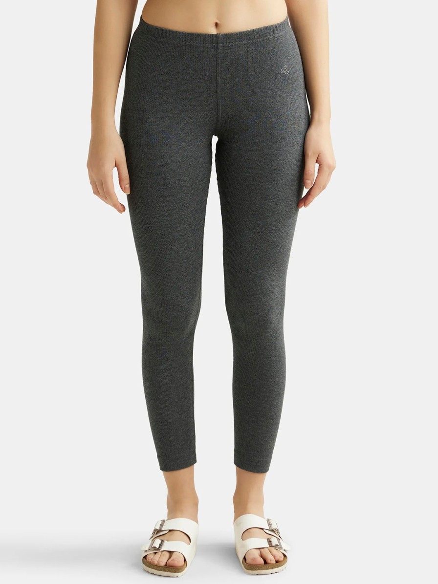 Women JocHot Camisoles & Thermals | Buy Jockey Women Charcoal Grey Solid Thermal Leggings - Apparel For Women