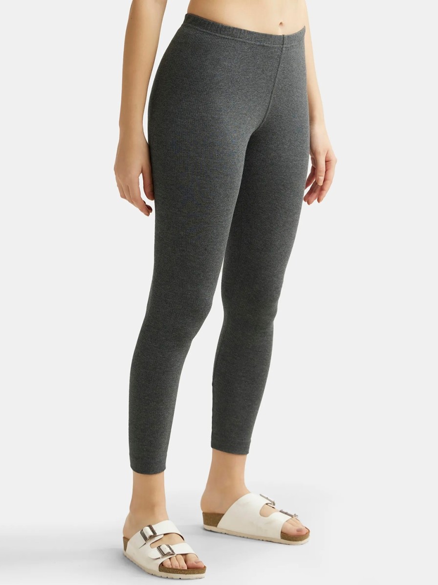 Women JocHot Camisoles & Thermals | Buy Jockey Women Charcoal Grey Solid Thermal Leggings - Apparel For Women