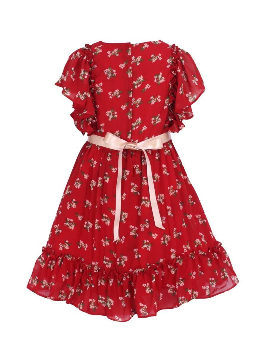 Kids CUTECUMBER Dresses | Buy Cutecumber Girls Red & White Printed Fit And Flare Dress - Apparel For Girls