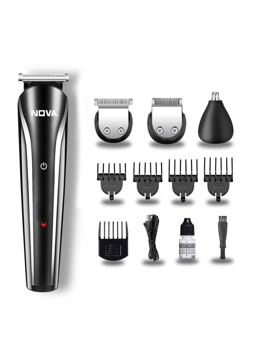 Men NOVA Trimmers | Buy Nova Ng 1145/05 Usb Trimmer With 60 Min Runtime & 9 Length Settings Black & Silver Toned - Personal Care For Men