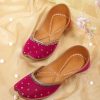 Women House of Pataudi Flats | Buy House Of Pataudi Women Pink & Gold Toned Woven Design Handcrafted Mojaris - Footwear For Women