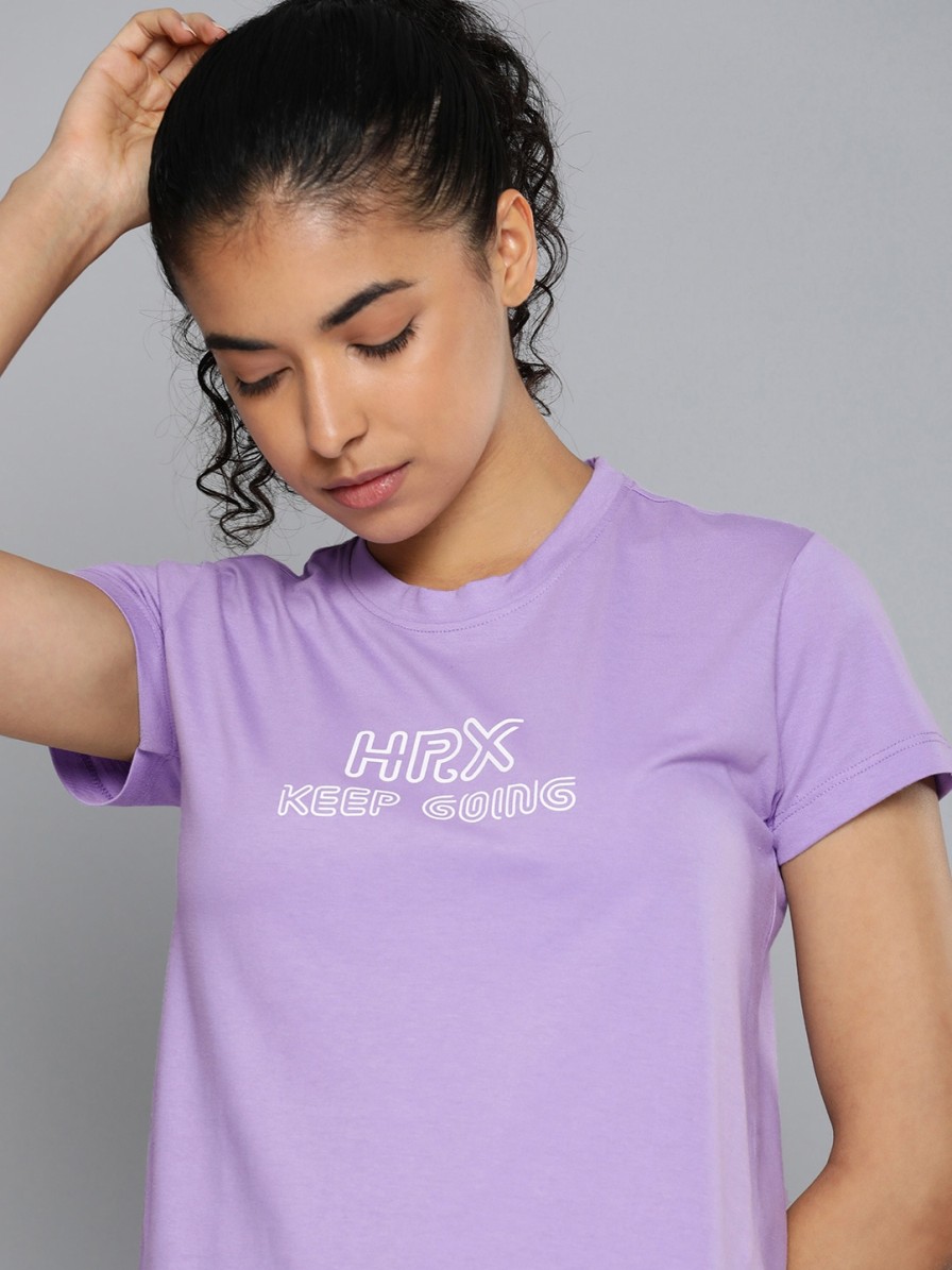 Women HRX by Hrithik Roshan Tshirts | Buy Hrx By Hrithik Roshan Brand Logo Print Knitted Outdoor Sports T Shirt - Apparel For Women