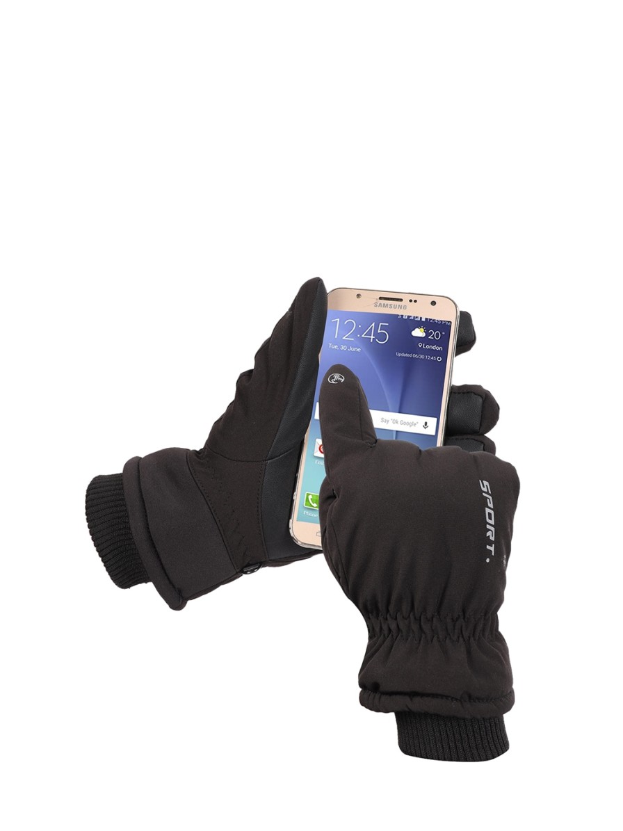 Men FabSeasons Mufflers, Scarves & Gloves | Buy Fabseasons Black Solid Touchscreen Enabled Waterproof Warm Winter Gloves - Accessories For Unisex