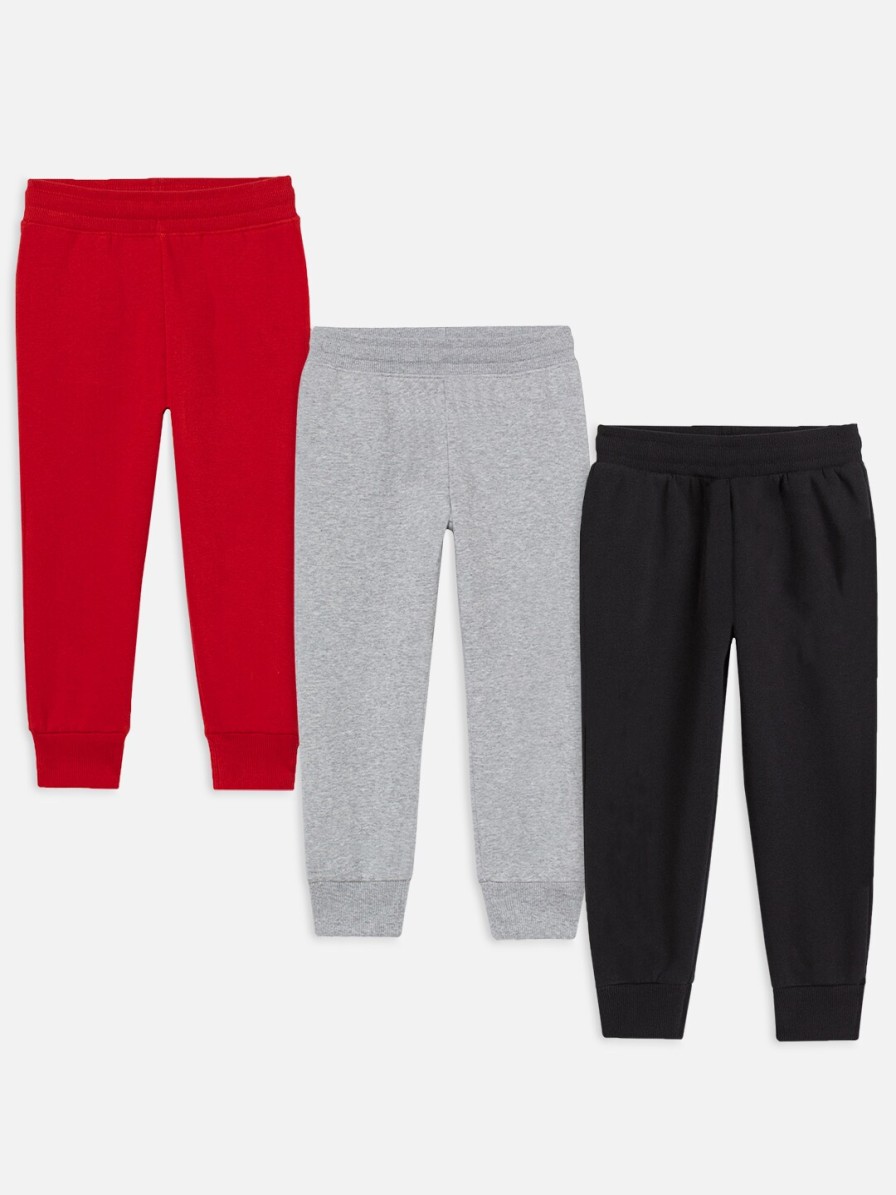 Kids YK Disney Track Pants & Pyjamas | Buy Yk Disney Boys Red & Grey Pack Of 3 Solid Joggers - Apparel For Boys