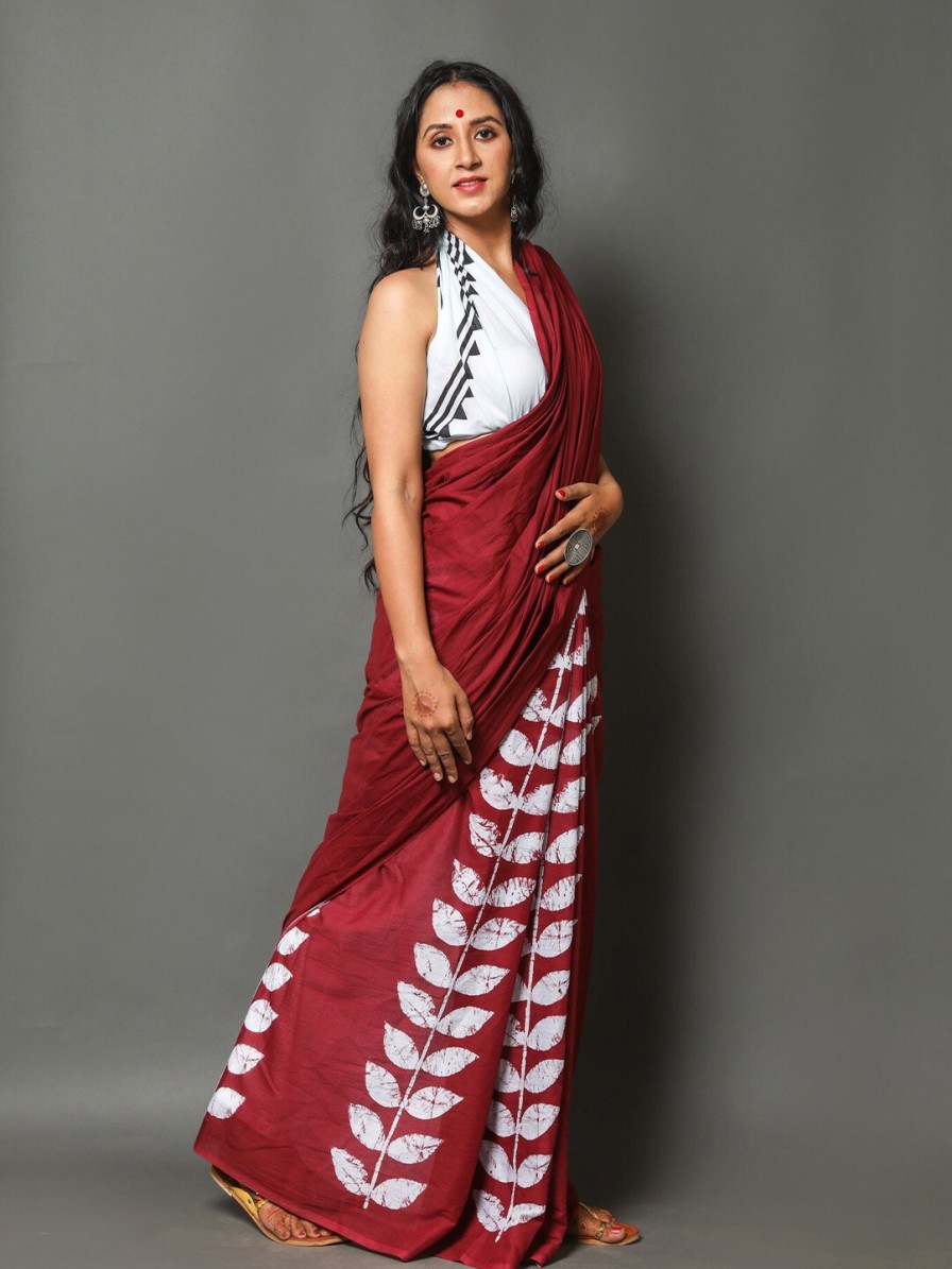 Women JAIPURI BLOCK PRINT Sarees | Buy Jaipuri Block Print Floral Printed Pure Cotton Block Print Saree - Apparel For Women