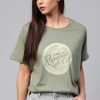 Women Roadster Tshirts | Buy Roadster Women Olive Green Brand Logo Printed Round Neck Relaxed Fit Cotton T Shirt - Apparel For Women