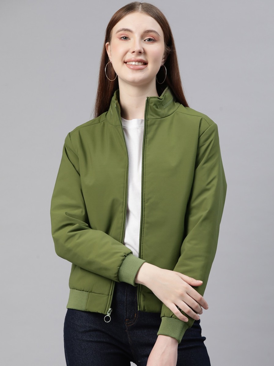 Women Foreign Culture By Fort Collins Jackets | Buy Foreign Culture By Fort Collins Mock Collar Bomber Jacket - Apparel For Women