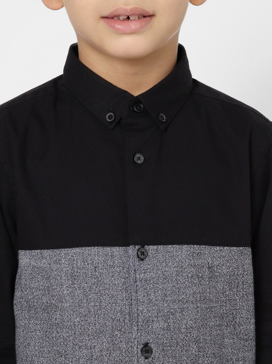 Kids Jack & Jones Shirts | Buy Jack & Jones Boys Black Colourblocked Cotton Casual Shirt - Apparel For Boys