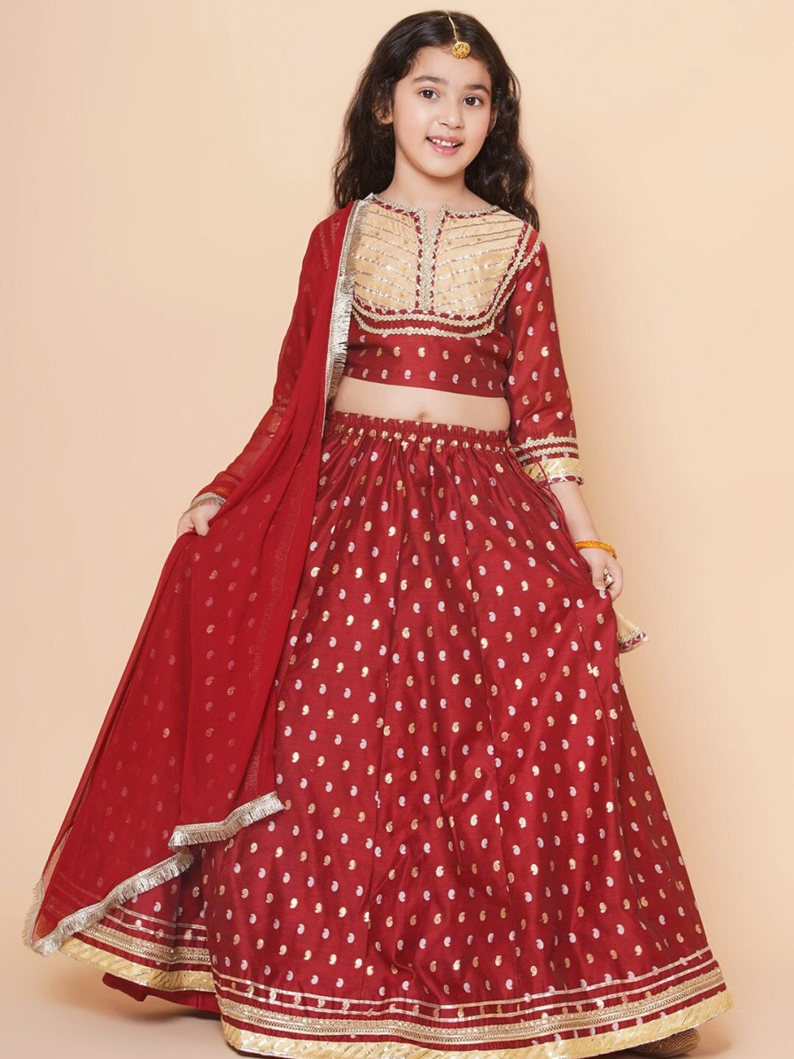 Kids Bitiya by Bhama Lehenga Choli | Buy Bitiya By Bhama Girls Woven Design Ready To Wear Lehenga & Blouse With Dupatta - Apparel For Girls