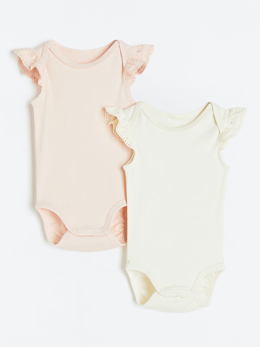 Kids H&M Bodysuits | Buy H&M Girls 2 Pack Pure Cotton Picot Trim Bodysuits - Apparel For Girls