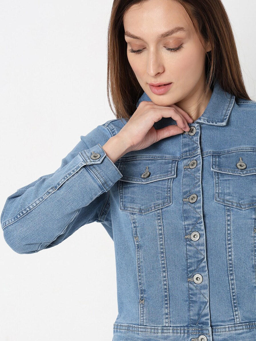 Women Vero Moda Jackets | Buy Vero Moda Long Sleeves Lightweight Denim Jacket - Apparel For Women