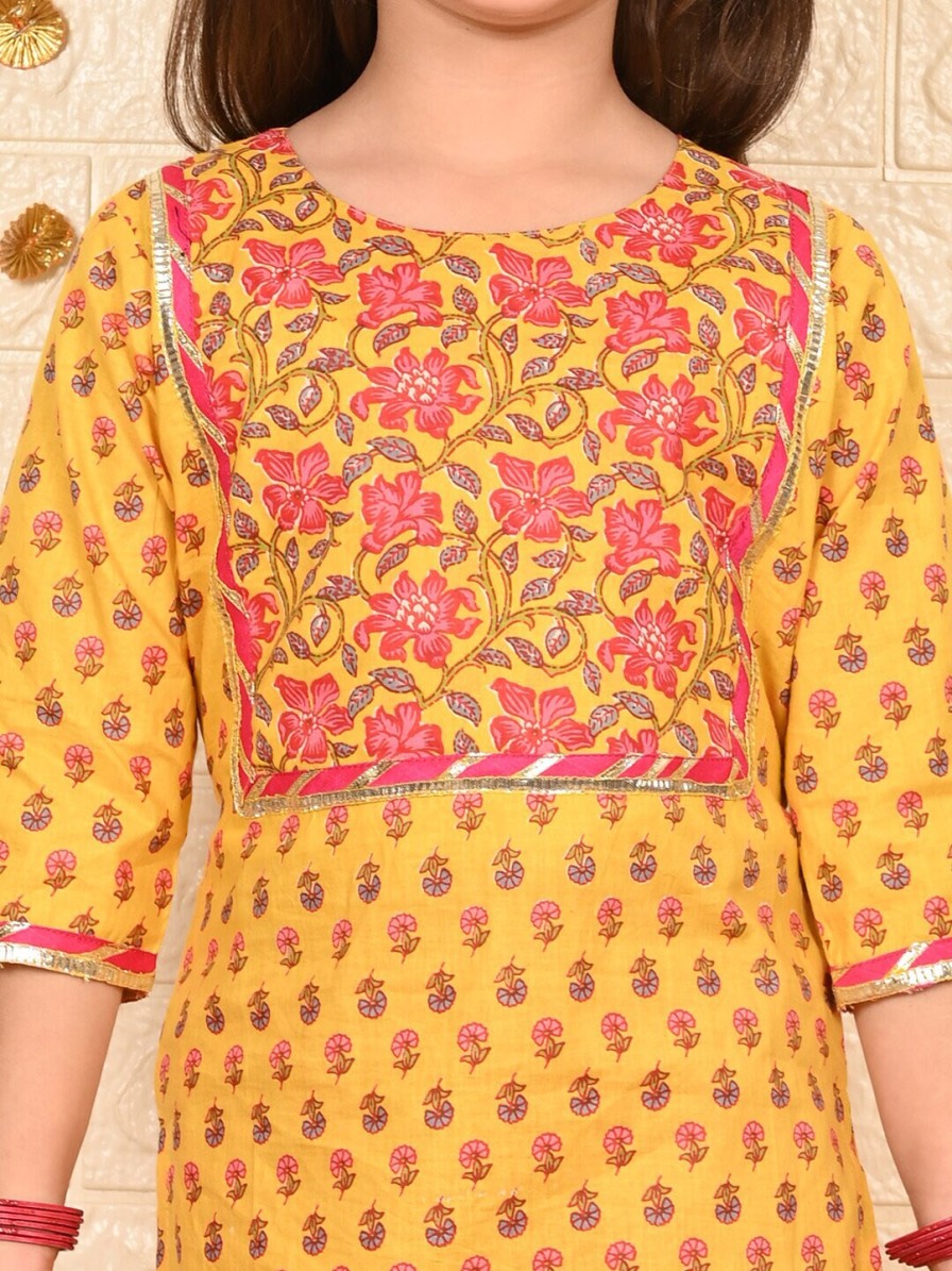 Kids Sangria Kurta Sets | Buy Sangria Girls Floral Printed Pure Cotton Kurta With Palazzos - Apparel For Girls