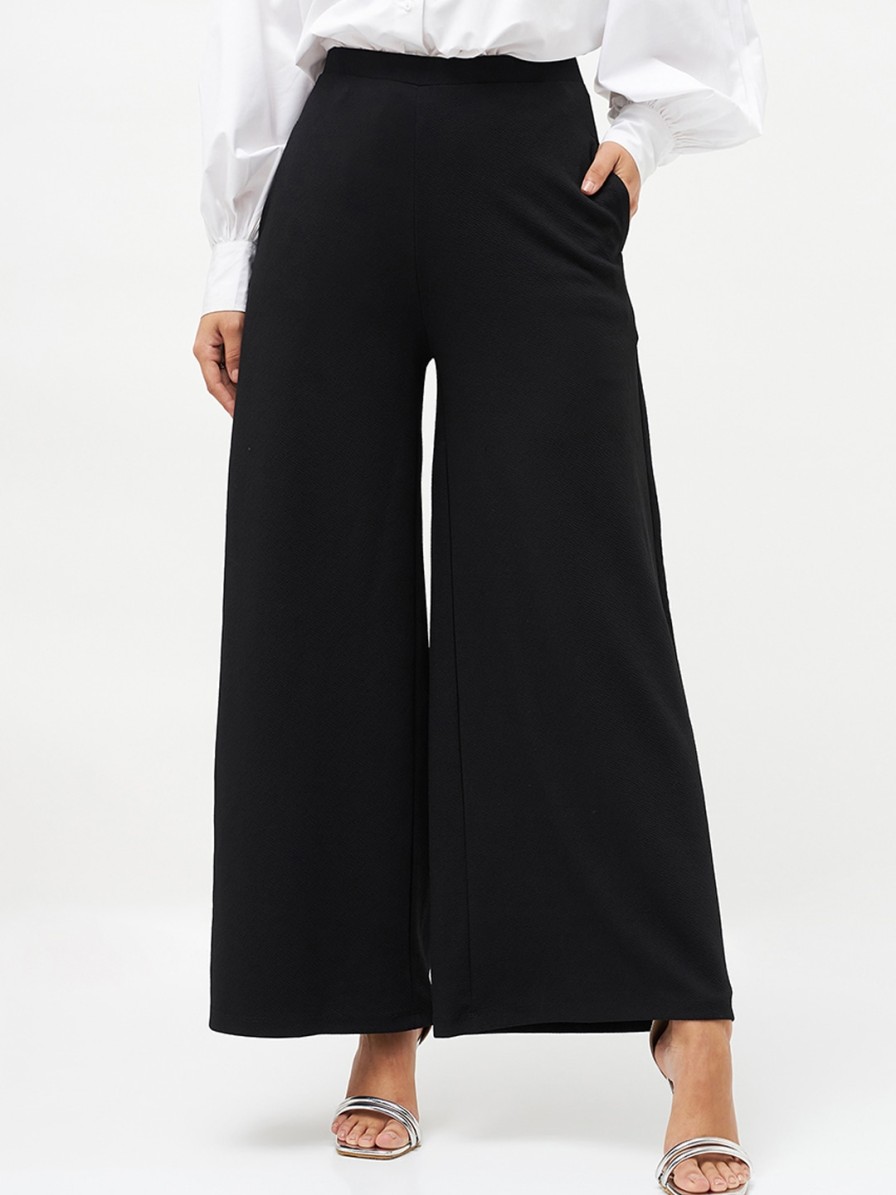 Women SASSAFRAS Trousers & Capris | Buy Sassafras Women High Rise Flat Front Parallel Trousers - Apparel For Women