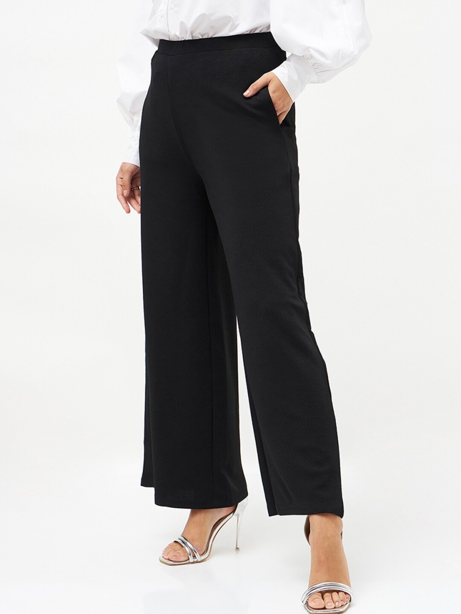 Women SASSAFRAS Trousers & Capris | Buy Sassafras Women High Rise Flat Front Parallel Trousers - Apparel For Women