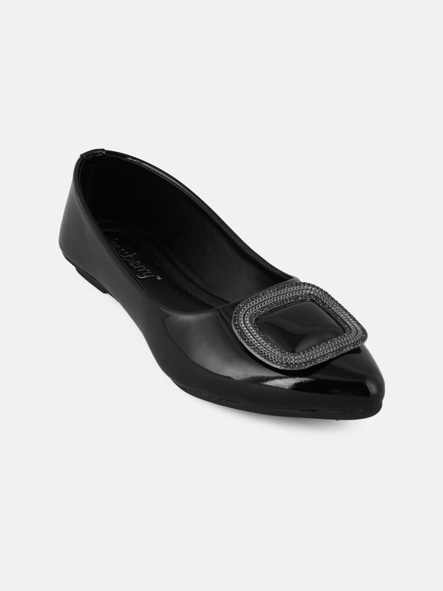 Women DressBerry Flats | Buy Dressberry Black Embellished Pointed Toe Ballerinas - Footwear For Women