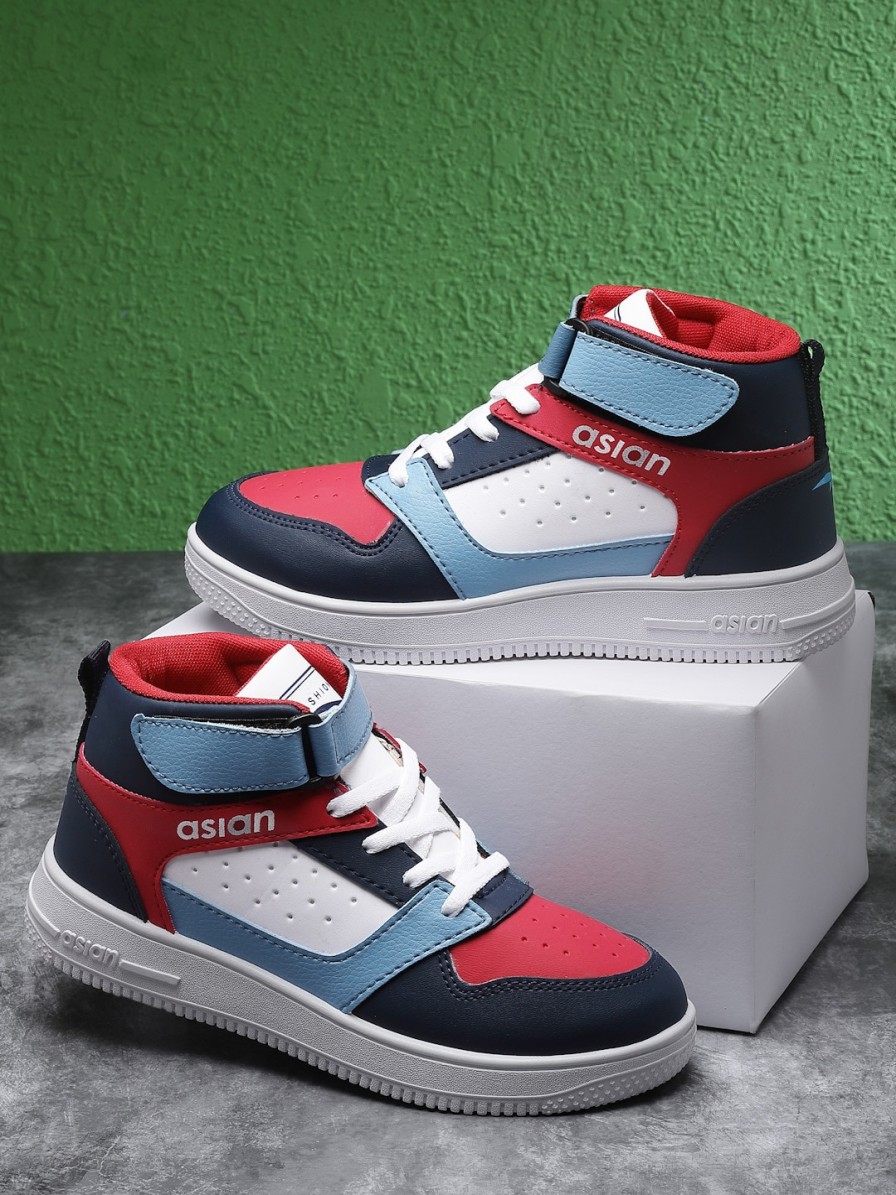 Kids ASIAN Casual Shoes | Buy Asian Boys Colourblocked Lightweight Comfort Insole Mid Top Sneakers - Footwear For Boys