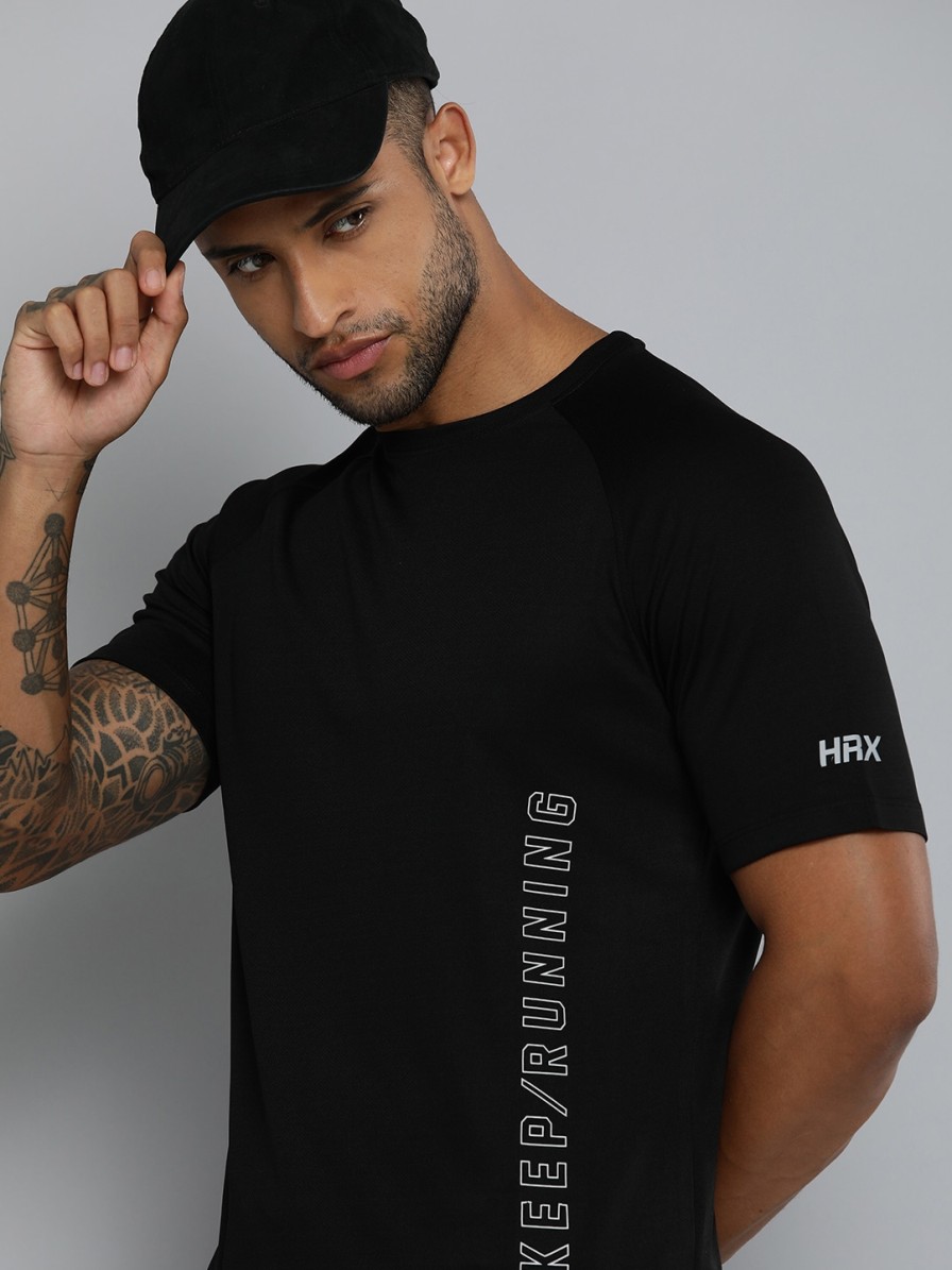 Men HRX by Hrithik Roshan Active T-Shirts | Buy Hrx By Hrithik Roshan Men Black Typography Printed Rapid Dry T Shirt - Apparel For Men