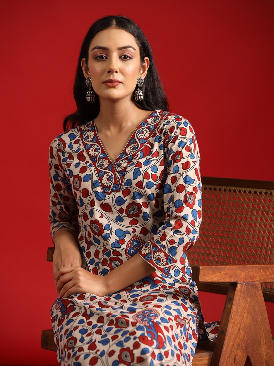 Women anayna Kurtas & Suits | Buy Anayna Women Beige Floral Printed Pure Cotton Kurta With Trousers - Apparel For Women