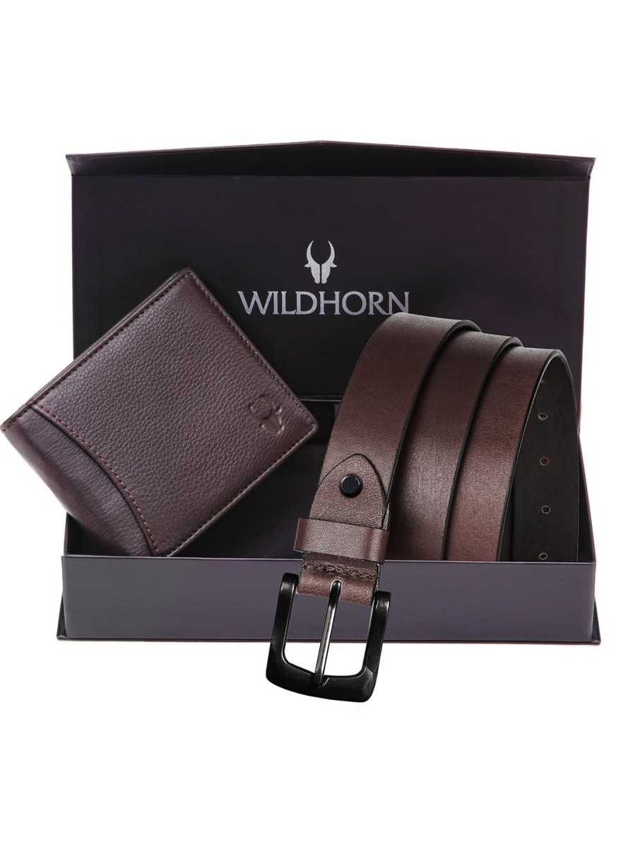 Men WildHorn Accessory Gift Sets | Buy Wildhorn Textured Pure Genuine Leather Belt & Wallet - Accessories For Men