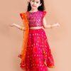 Women pspeaches Lehenga Cholis | Buy Pspeaches Girls Pink & Orange Ready To Wear Lehenga & Blouse With Dupatta - Apparel For Girls