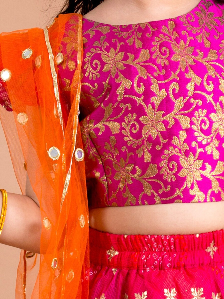 Women pspeaches Lehenga Cholis | Buy Pspeaches Girls Pink & Orange Ready To Wear Lehenga & Blouse With Dupatta - Apparel For Girls