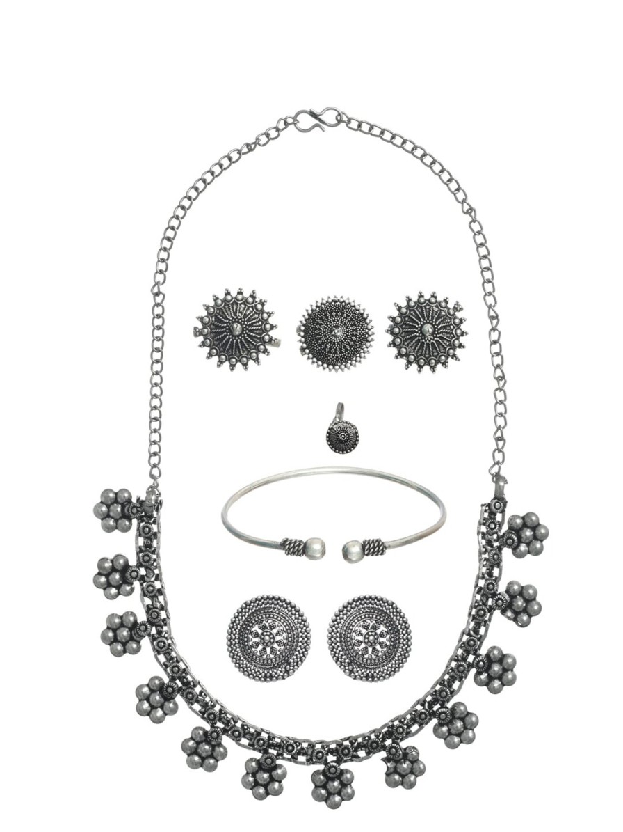 Women Sangria Fashion Jewellery | Buy Sangria Silver Plated Oxidized Jewellery Set - Accessories For Women