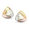 Women KUBERBOX Fine Jewellery | Buy Kuberbox 18Kt Gold Tri Tone Pearl Earrings 2.46Gm - Accessories For Women