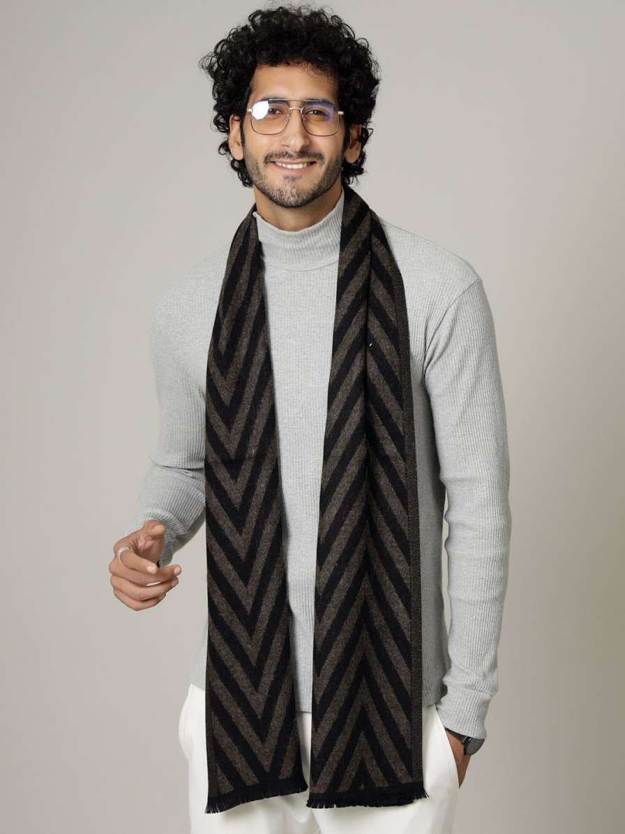 Men HANDICRAFT PALACE Mufflers, Scarves & Gloves | Buy Handicraft Palace Men Black & Brown Self Design Winter Mufflers - Accessories For Men