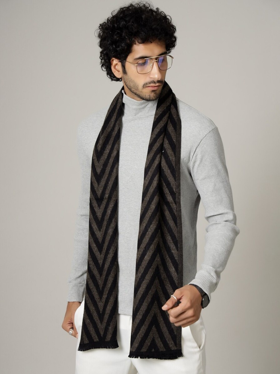 Men HANDICRAFT PALACE Mufflers, Scarves & Gloves | Buy Handicraft Palace Men Black & Brown Self Design Winter Mufflers - Accessories For Men