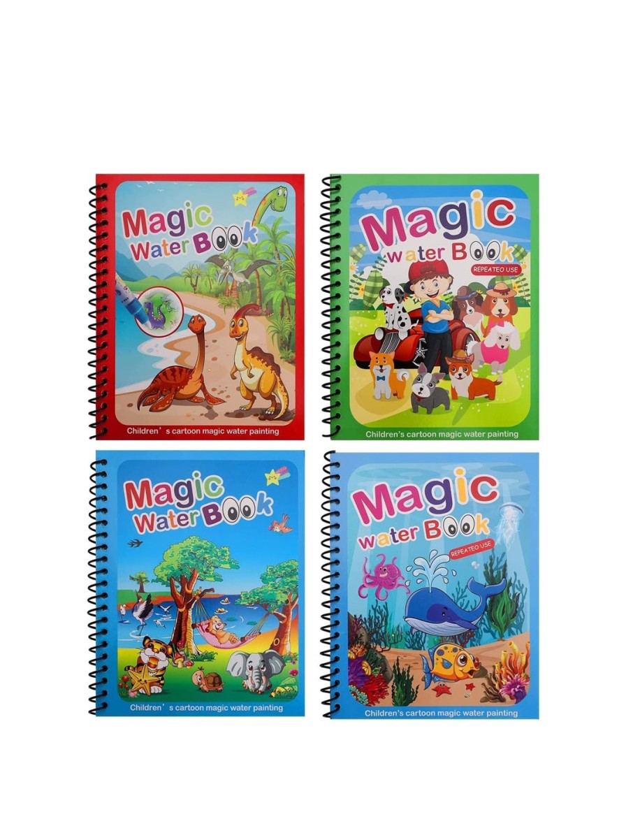 Kids ADKD Learning & Development | Buy Adkd Kids Pack Of 4 Reusable Random Design Drawing Magic Water Coloring Book - Toys And Games For Unisex Kids