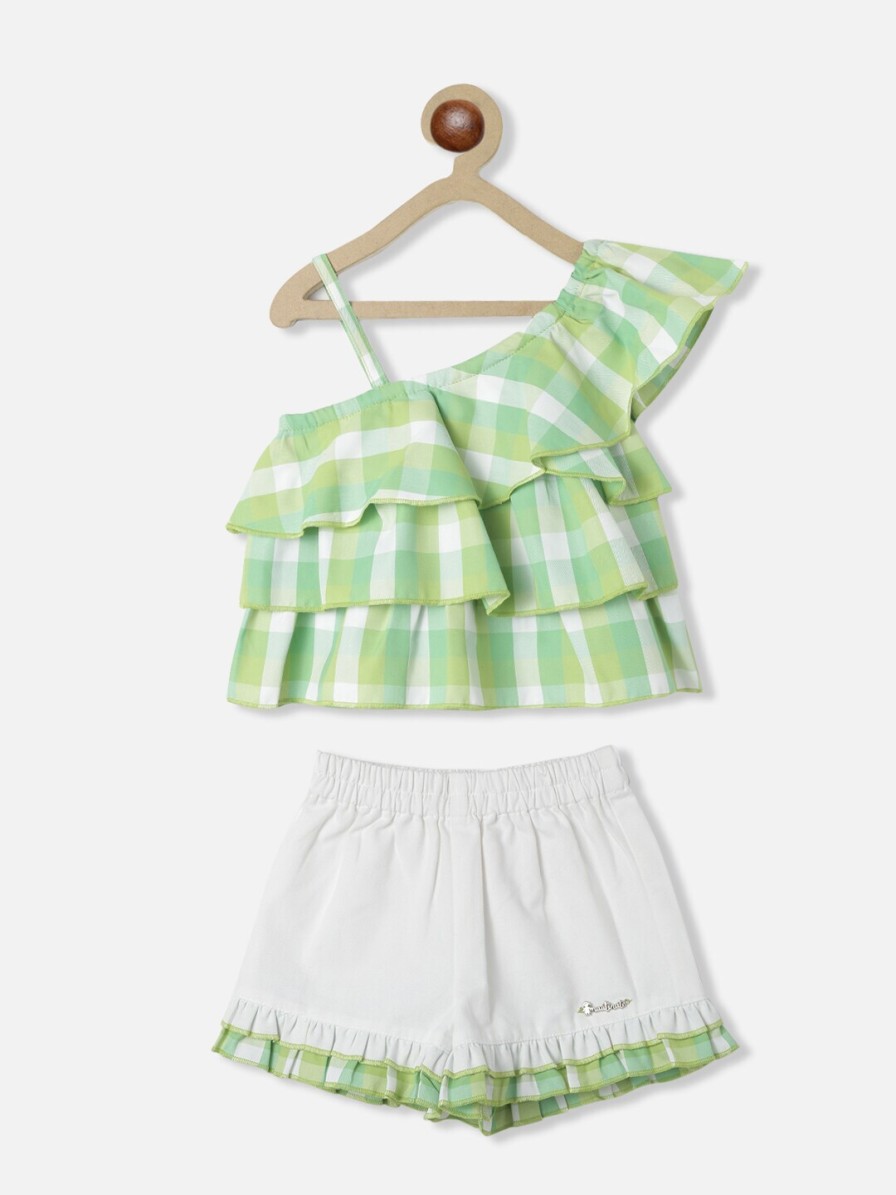 Kids Nauti Nati Clothing Sets | Buy Nauti Nati Girls Checked Top With Shorts - Apparel For Girls