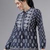 Women Vishudh Kurtis, Tunics & Tops | Buy Vishudh Women Navy Blue & White Printed Tunic - Apparel For Women