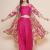 Women Bhama Couture Co-Ords | Buy Bhama Couture Shoulder Straps Top & Palazzos With Floral Printed Shrug - Apparel For Women