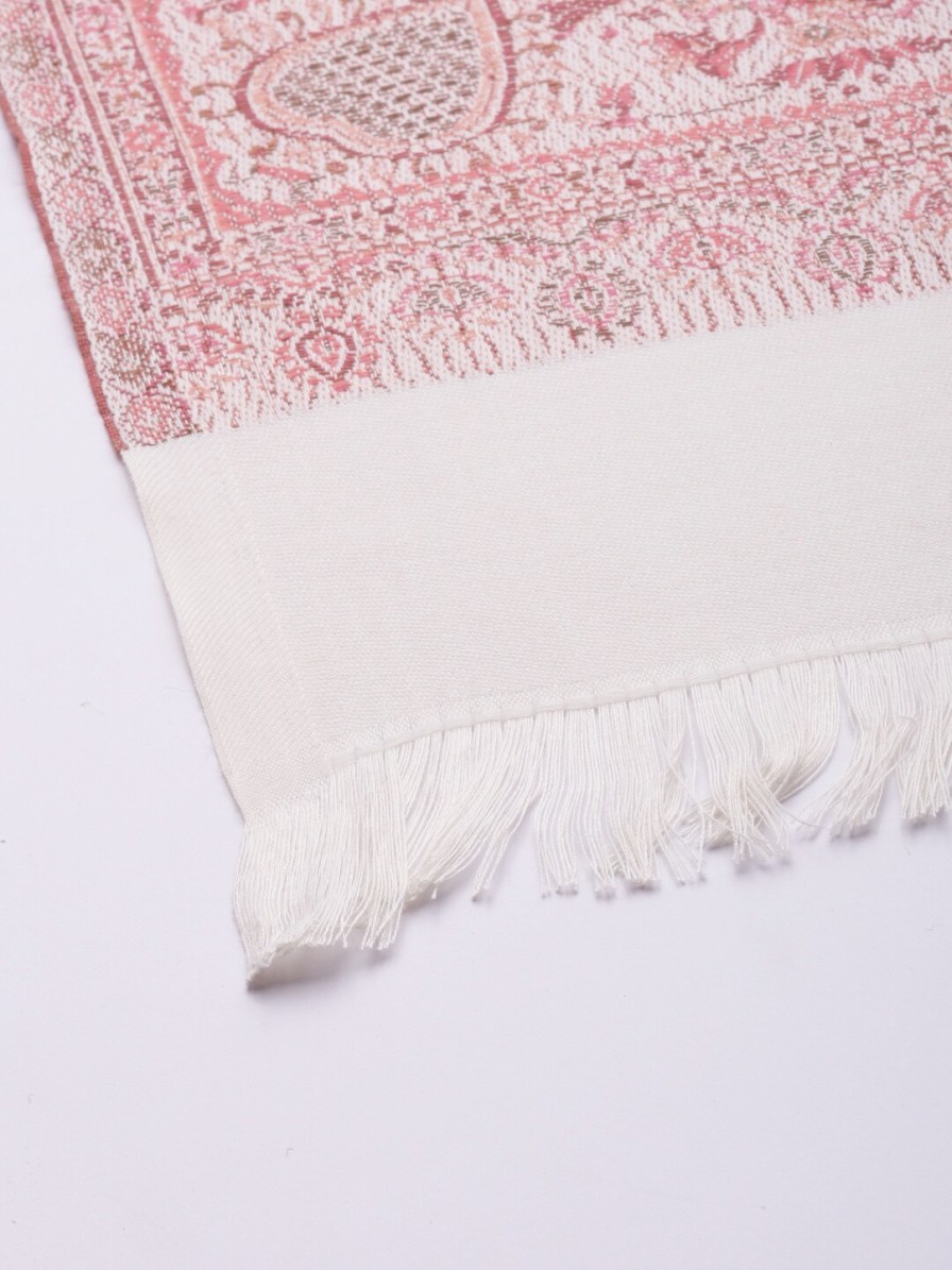 Women WEAVERS VILLA Dupattas & Shawls | Buy Weavers Villa Women White & Pink Paisley Woven Design Shawl - Apparel For Women